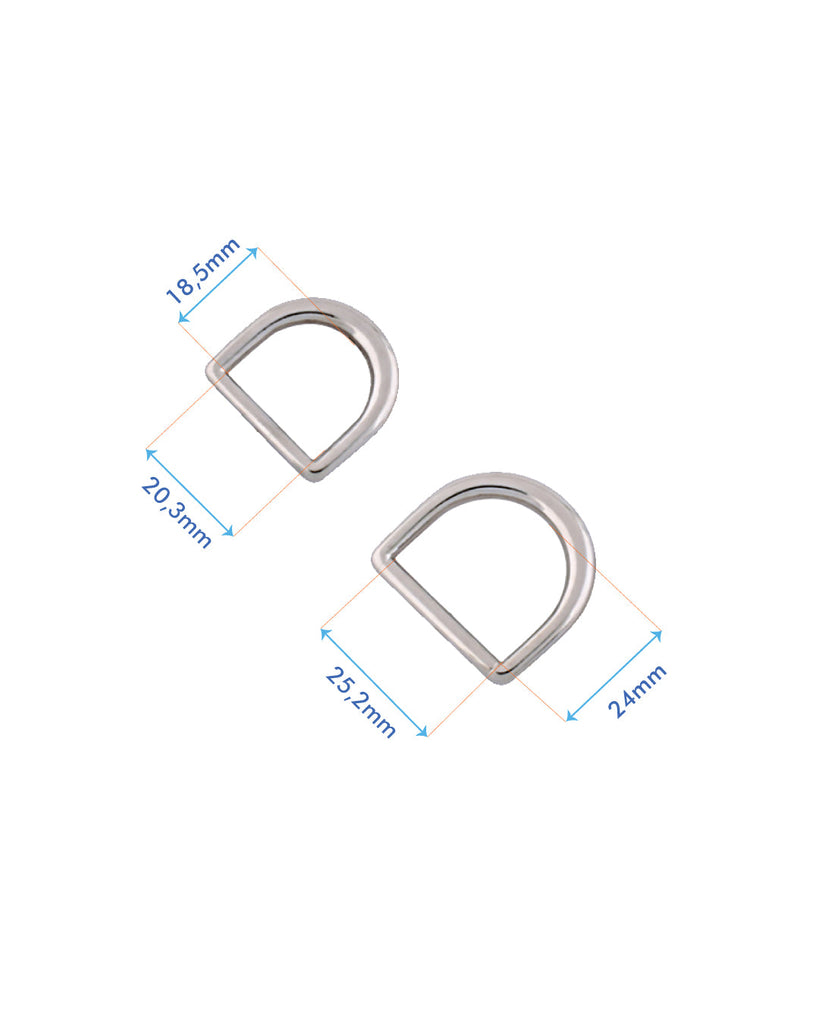 D-Ring | Gold And Silver 2 Inner Sizes (2 Pieces) Fournituren