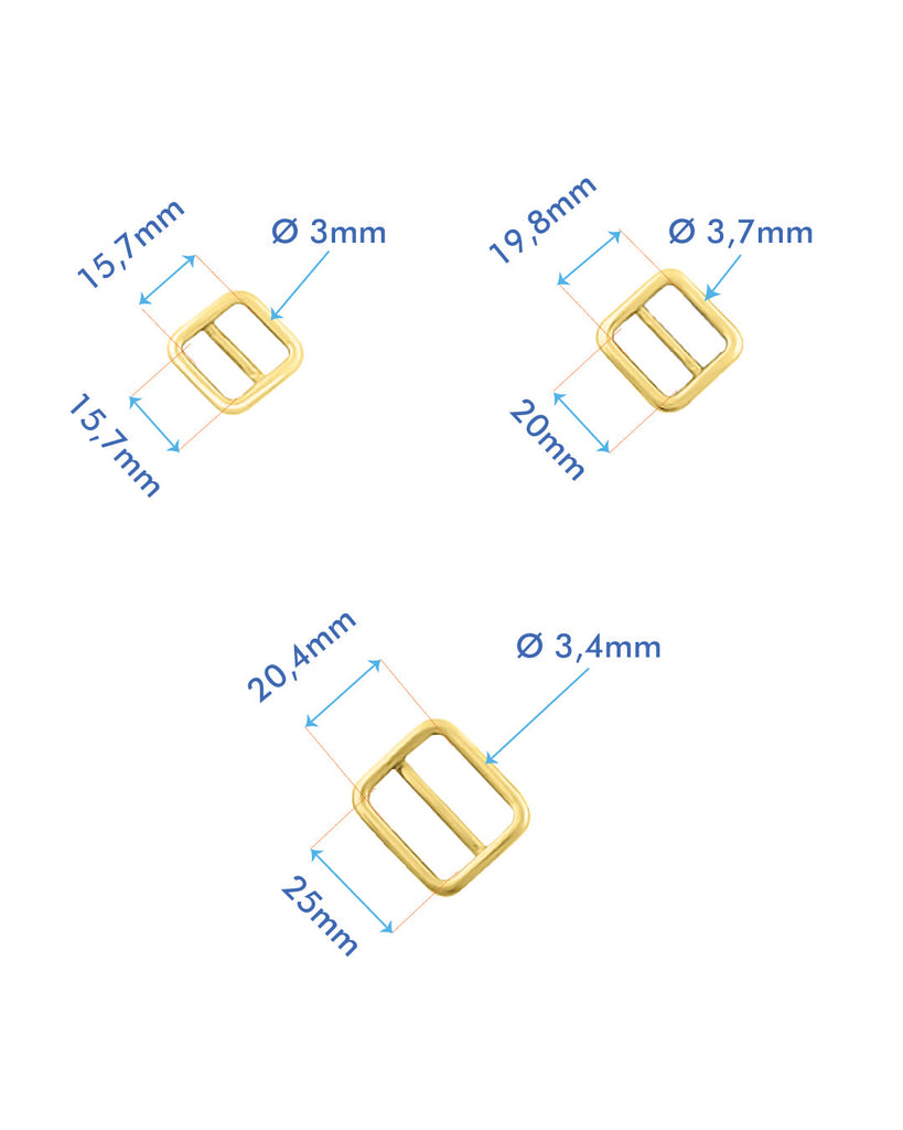 Square Double Loop Slider | Gold And Silver 3 Inner Sizes Fournituren