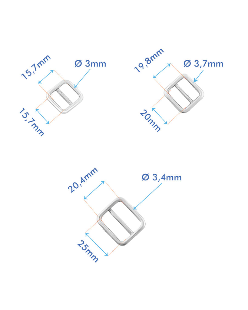 Square Double Loop Slider | Gold And Silver 3 Inner Sizes Fournituren
