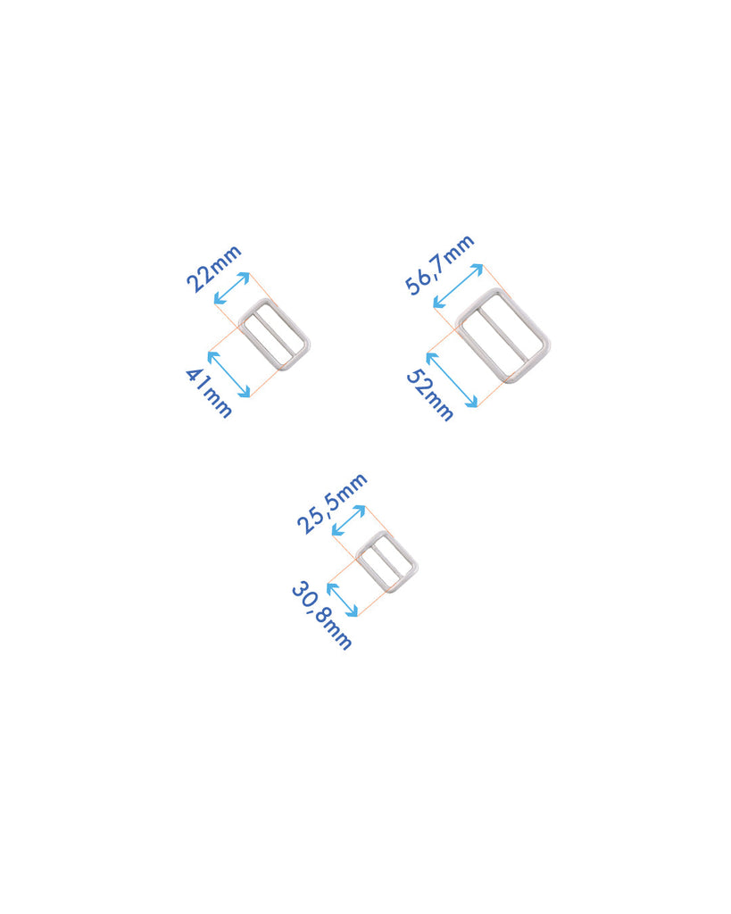 Rectangular Double Loop Slider | Silver 3 Inner Sizes Fournituren