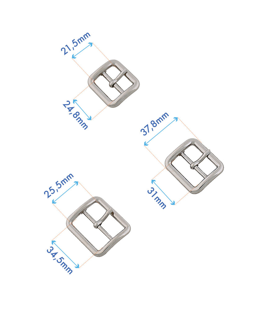 Rectangular Buckle With Center Bar | Silver 2 Inner Sizes Fournituren