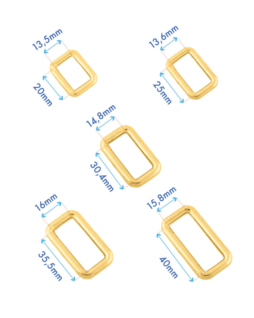 Rectangular Ring | Gold And Silver 5 Inner Sizes (2 Pieces) Fournituren