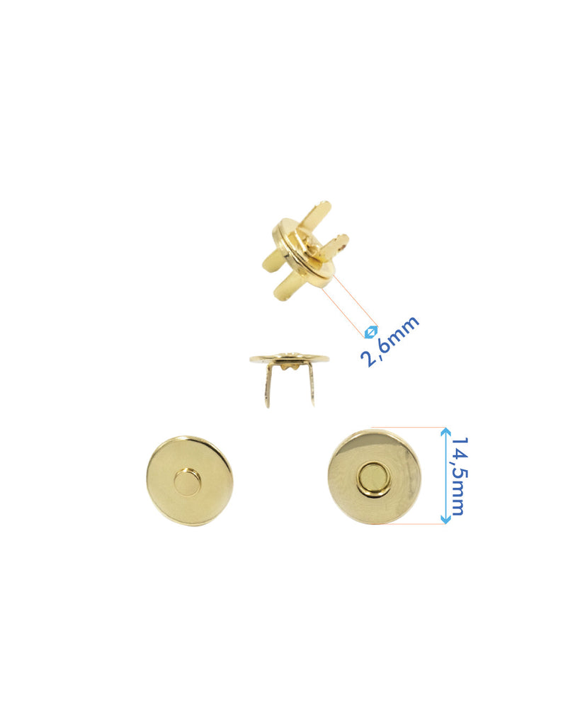 Round Extra Thin Magnetic Lock | Gold And Silver Diameter 14 5 Mm (2 Pieces) Fournituren