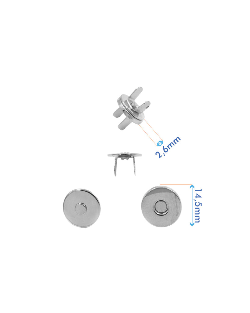 Round Extra Thin Magnetic Lock | Gold And Silver Diameter 14 5 Mm (2 Pieces) Fournituren