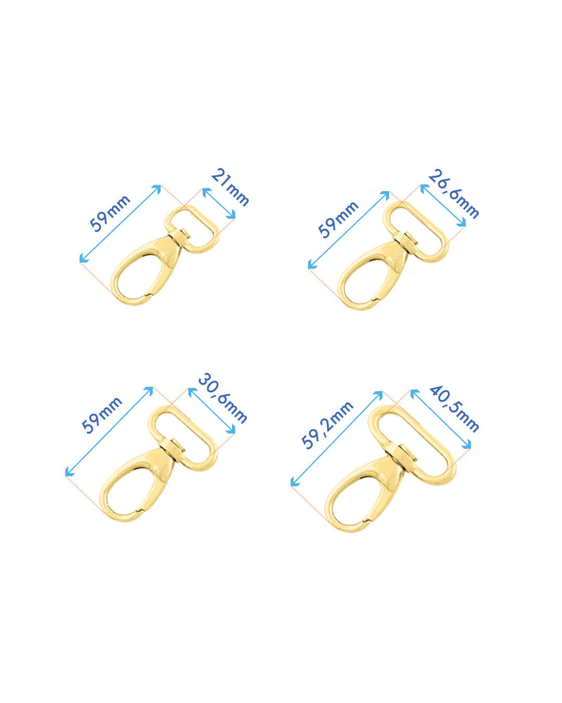 Drop-Shaped Swivel Snap Hook | Gold And Silver 4 Inner Sizes Fournituren