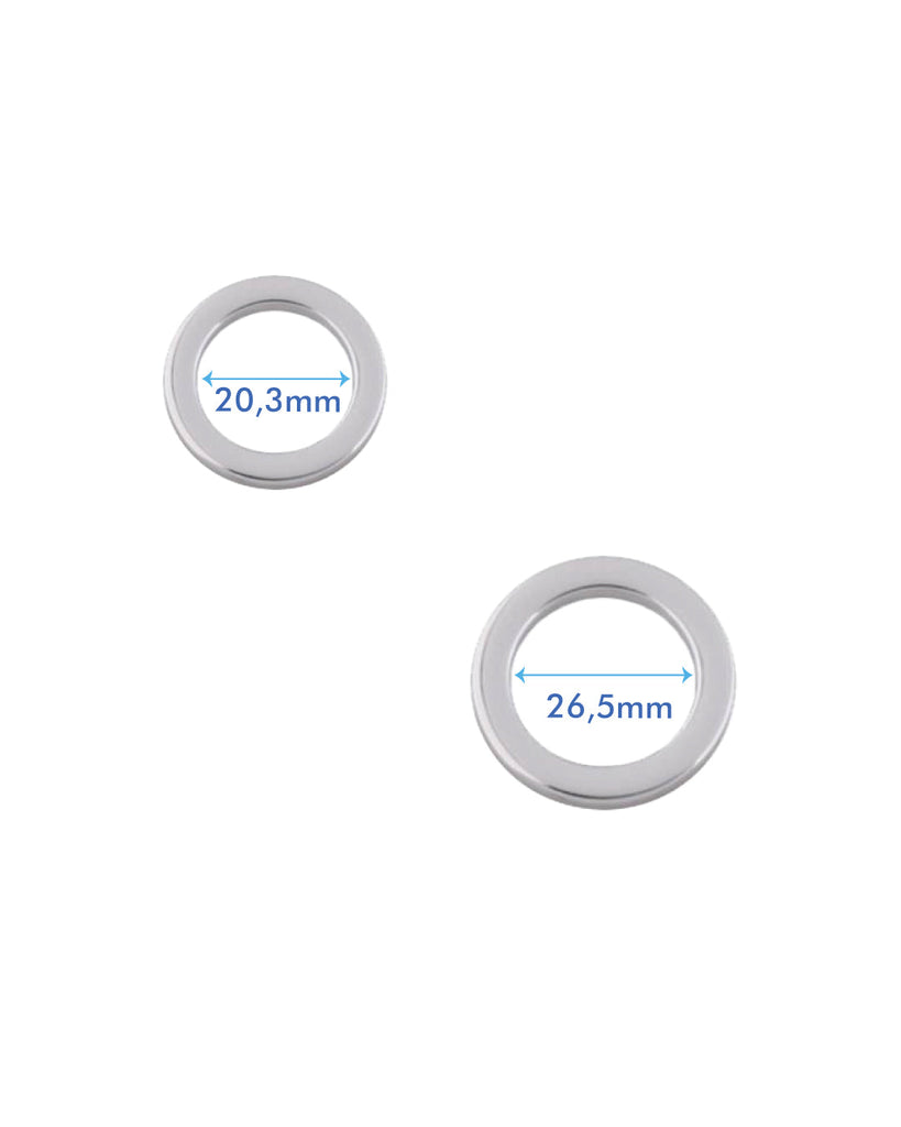 Round Flat O-Ring | Silver 2 Inner Sizes (2 Pieces) Fournituren