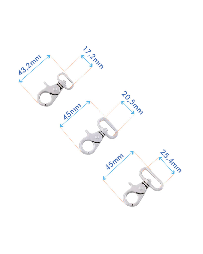 Round Swivel Snap Hook | Silver 3 Inner Sizes Fournituren