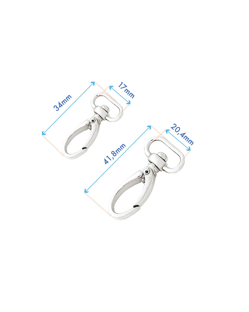 Drop-Shaped Swivel Snap Hook | Silver 2 Inner Sizes Fournituren