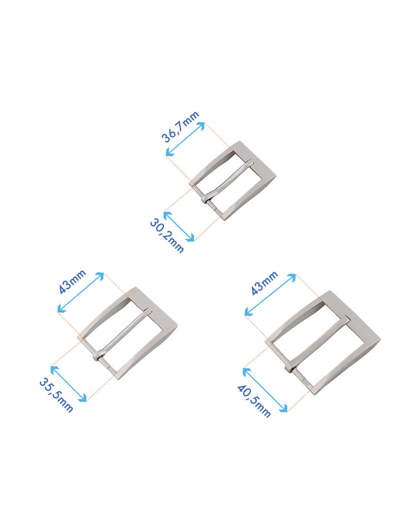 Rectangular Tight Buckle | Silver 3 Inner Sizes Fournituren