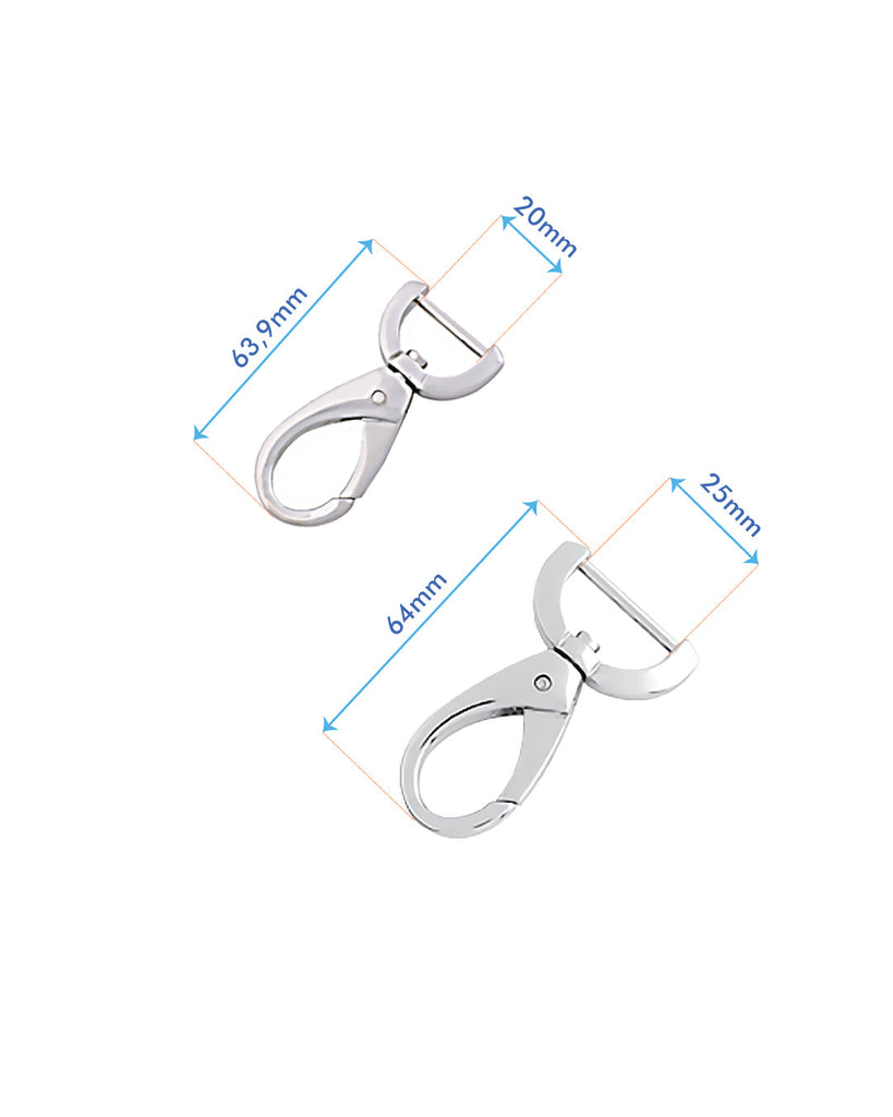 Drop-Shaped Swivel Snap Hook | Silver 2 Inner Sizes Fournituren
