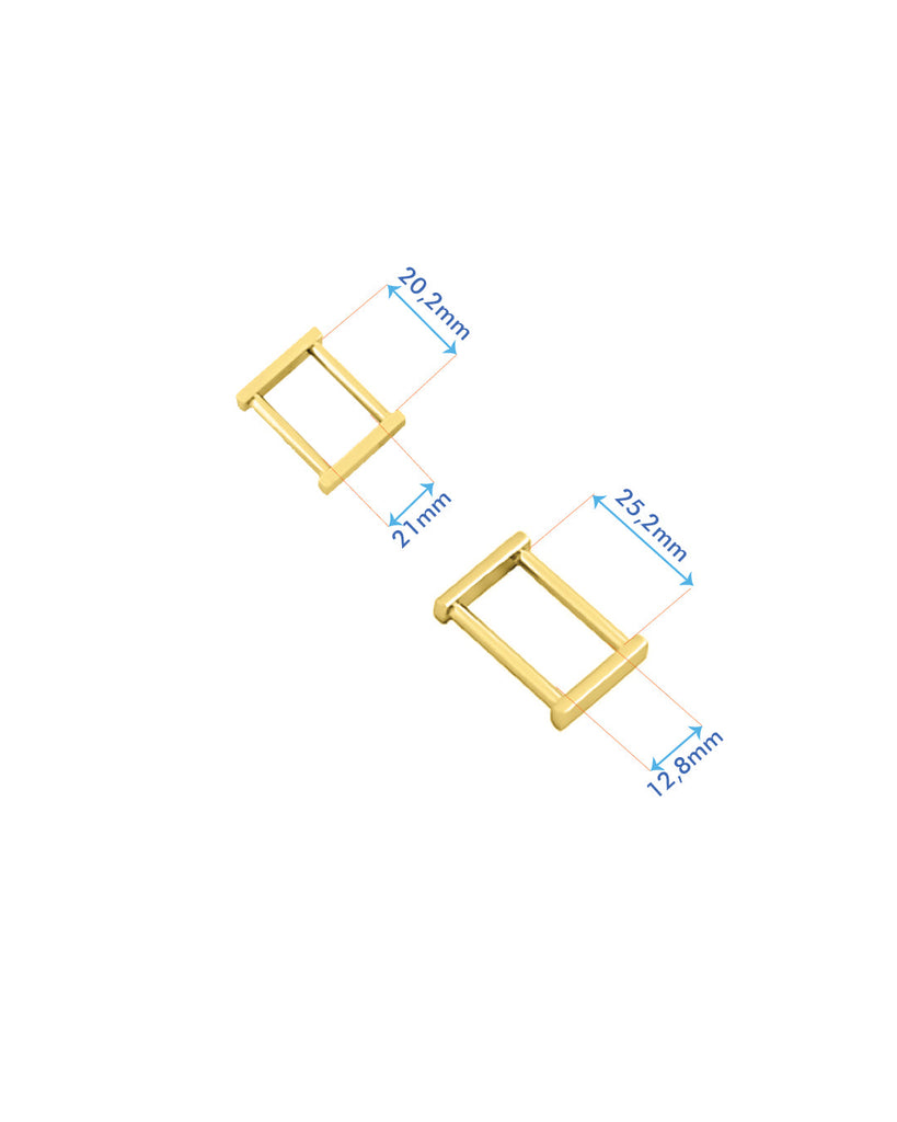 Rectangular Ring | Gold And Silver 2 Inner Sizes (2 Pieces) Fournituren