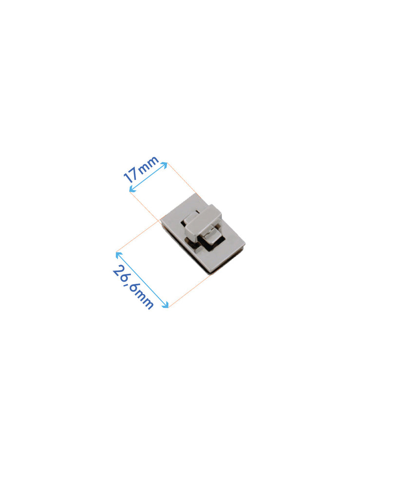 Rectangular Turning Lock | Silver 26 6 X 17 Mm Fournituren