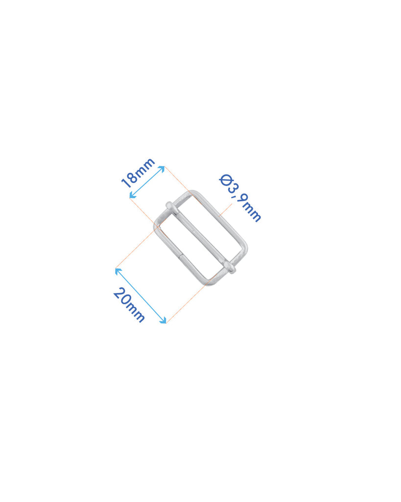 Rectangular Double Loop Slider | Silver Inner Size 20 Mm Fournituren