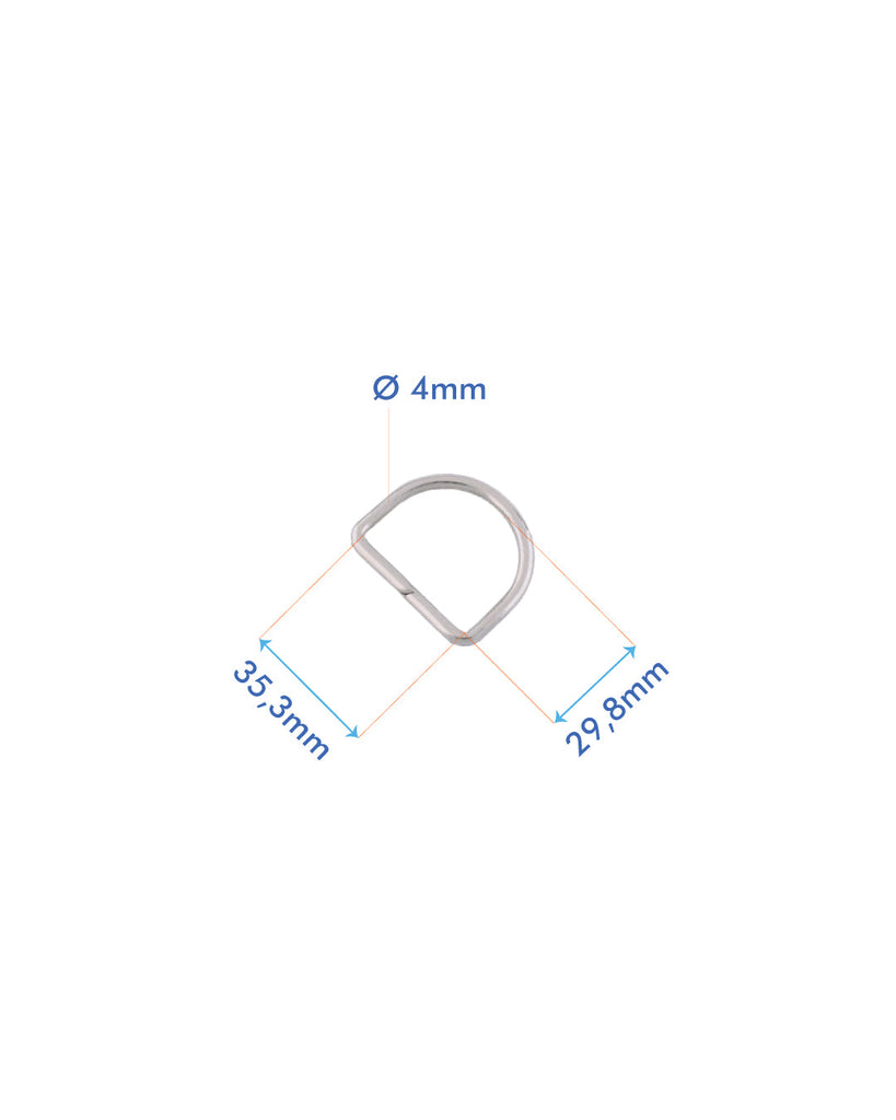 D-Ring | Silver Inner Size 35 3 Mm (2 Pieces) Fournituren