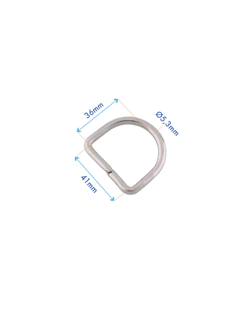 D-Ring | Silver Inner Size 41 Mm (2 Pieces) Fournituren