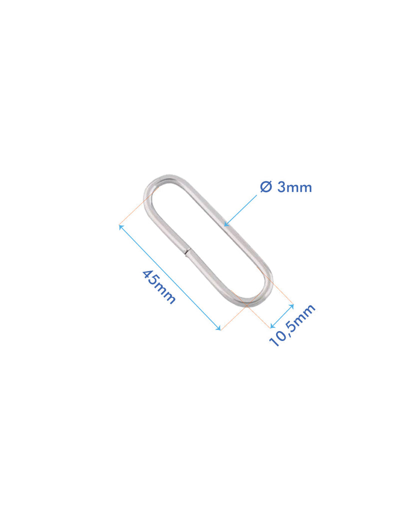 Oval Ring | Silver Inner Size 45 Mm (2 Pieces) Fournituren