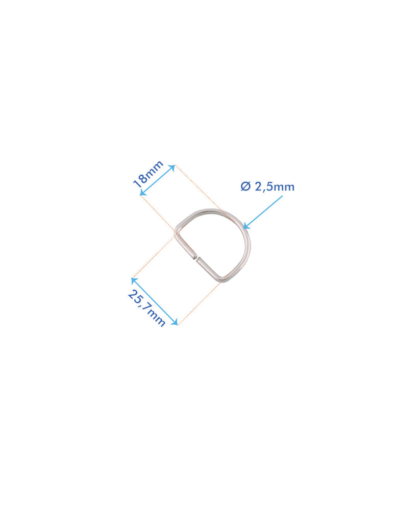D-Ring | Silver Inner Size 25 7 Mm (2 Pieces) Fournituren