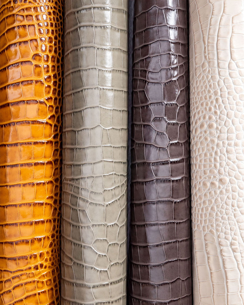 Como Collection | Firm Cow Leather With A Two-Tone Crocodile Print Leer