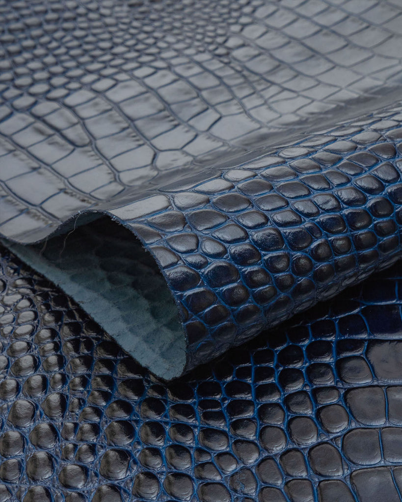 Como Collection | Firm Cow Leather With A Two-Tone Crocodile Print Midnight / Panel (30 X 20 Cm)