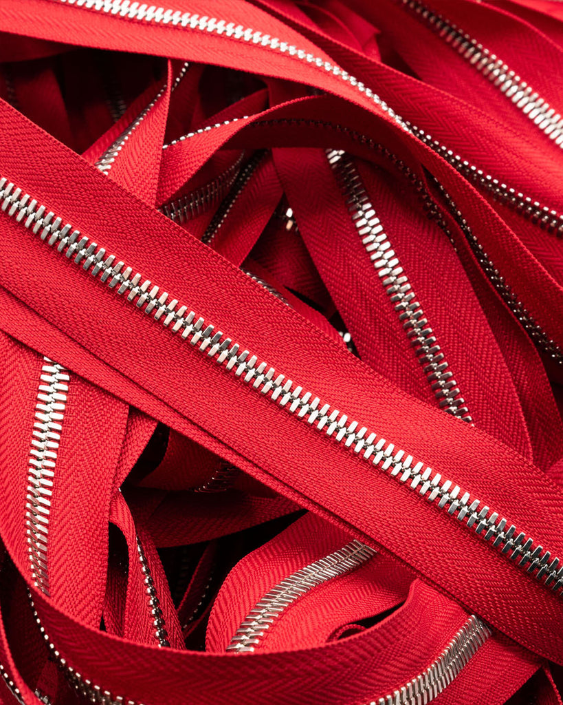 Ykk Excella® | Zipper On Roll Silver Size 5 Bright Red 519 Ritsen