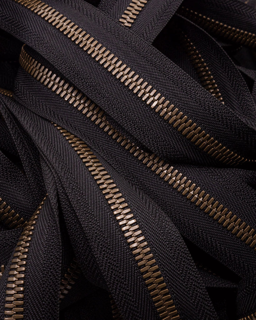 Ykk Excella® | Zipper On Roll Antique Brass Size 8 Black 580 Ritsen