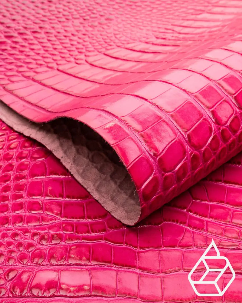 Como Collection | Firm Cow Leather With A Two-Tone Crocodile Print Fuchsia / Panel (30 X 20 Cm) Leer