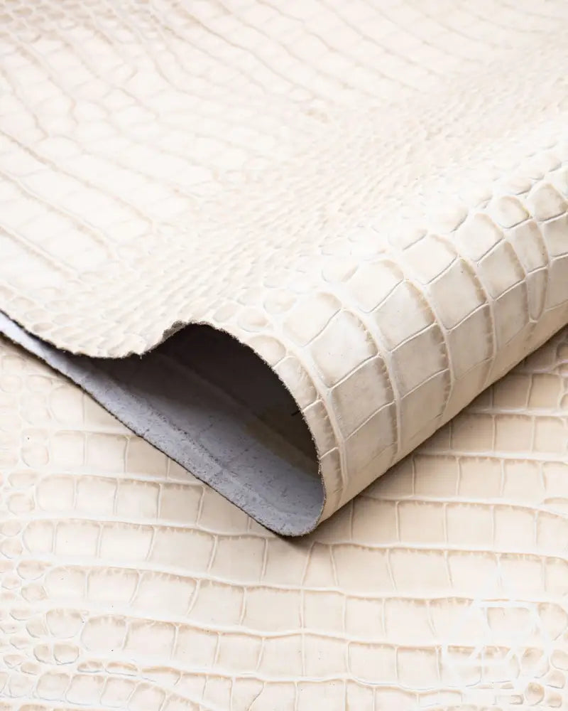 Como Collection | Firm Cow Leather With A Two-Tone Crocodile Print Ivory / Panel (30 X 20 Cm) Leer