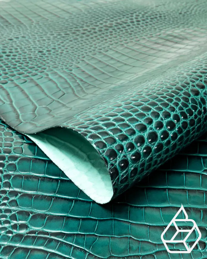 Como Collection | Firm Cow Leather With A Two-Tone Crocodile Print Jade / Panel (30 X 20 Cm) Leer