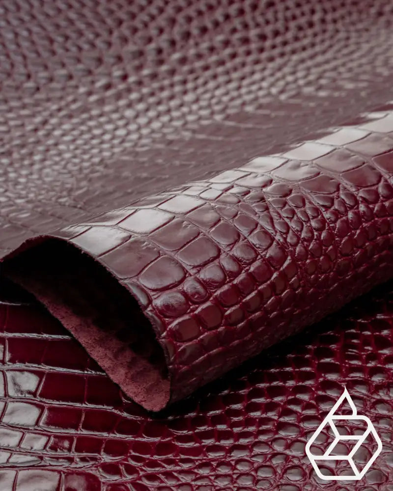 Como Collection | Firm Cow Leather With A Two-Tone Crocodile Print Merlot / Panel (30 X 20 Cm) Leer