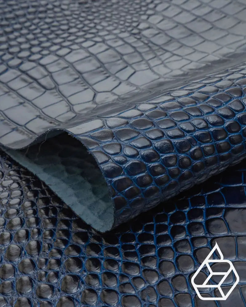 Como Collection | Firm Cow Leather With A Two-Tone Crocodile Print Midnight / Panel (30 X 20 Cm)