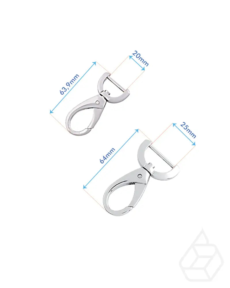Drop-Shaped Swivel Snap Hook | Silver 2 Inner Sizes Fournituren