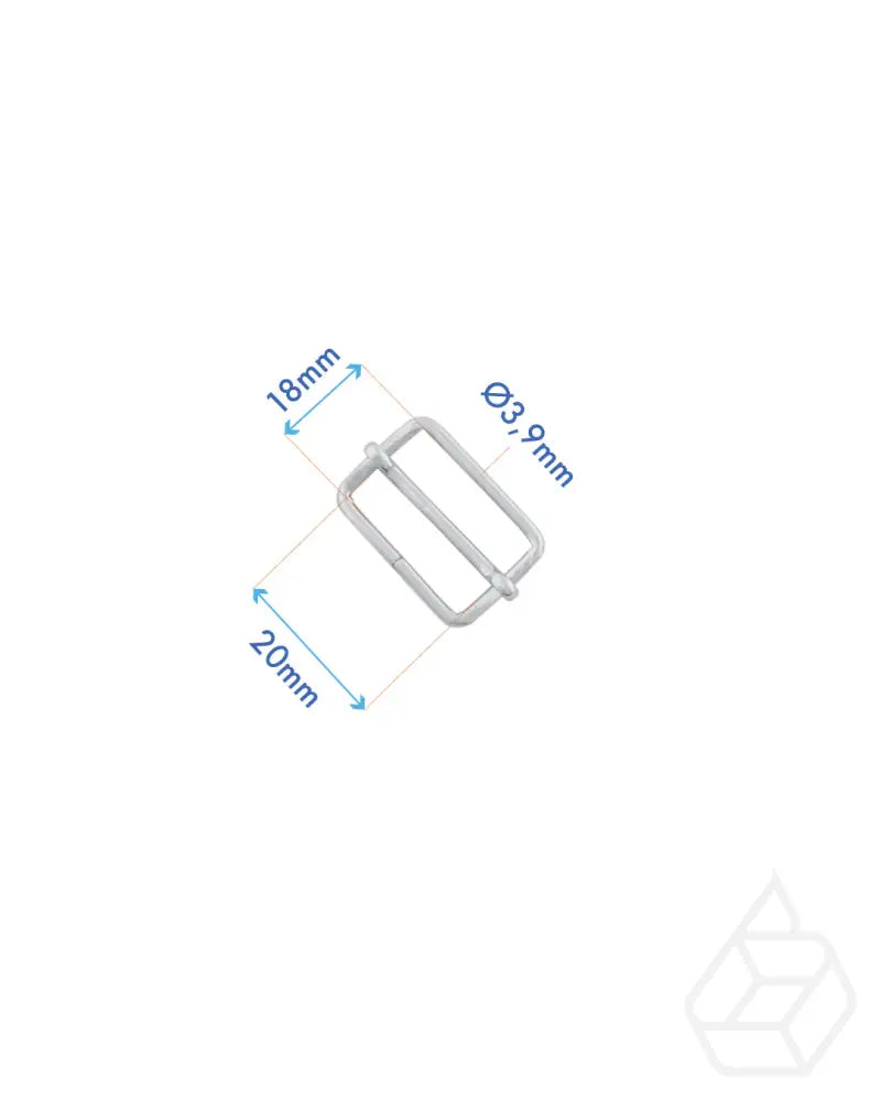 Rectangular Double Loop Slider | Silver Inner Size 20 Mm Fournituren