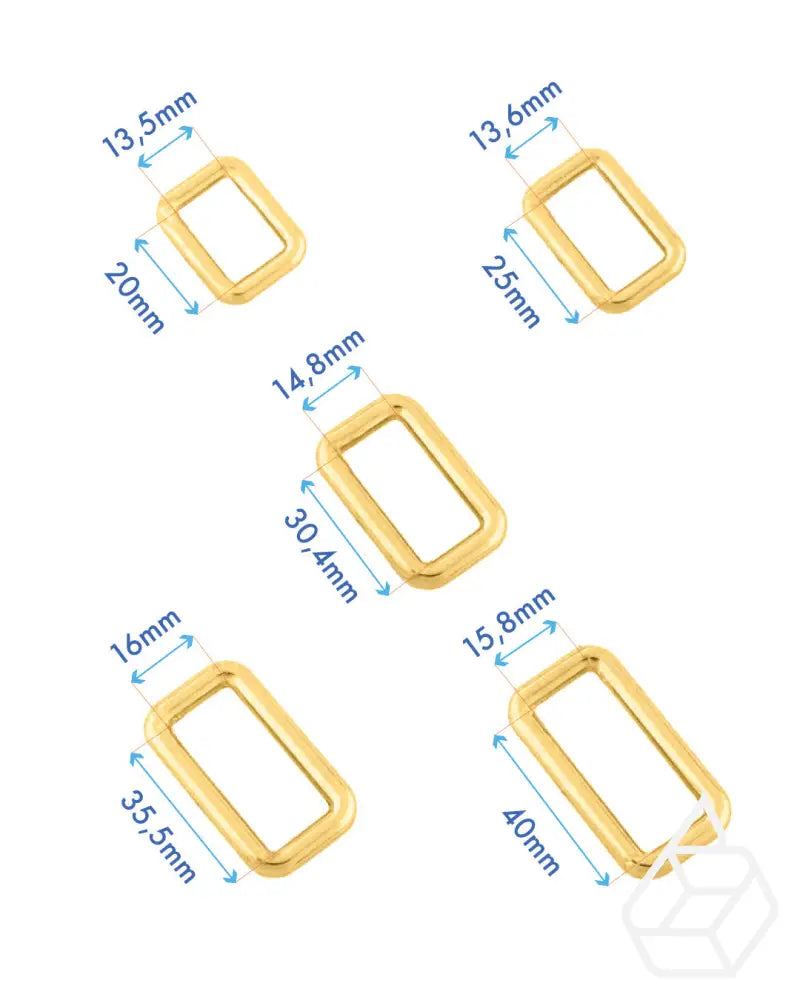 Rectangular Ring | Gold And Silver 5 Inner Sizes (2 Pieces) Fournituren