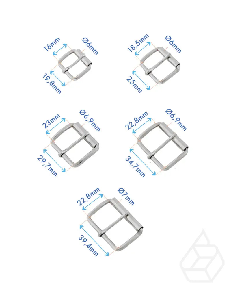 Rectangular Roller Buckle | Silver 5 Inner Sizes Fournituren