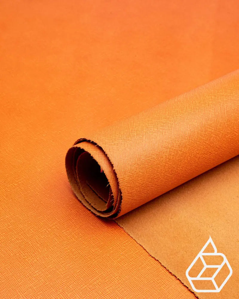 Saffiano Collection | Sturdy Calf Leather With Exclusive Print Orange / Panel (30 X 20 Cm) Leer
