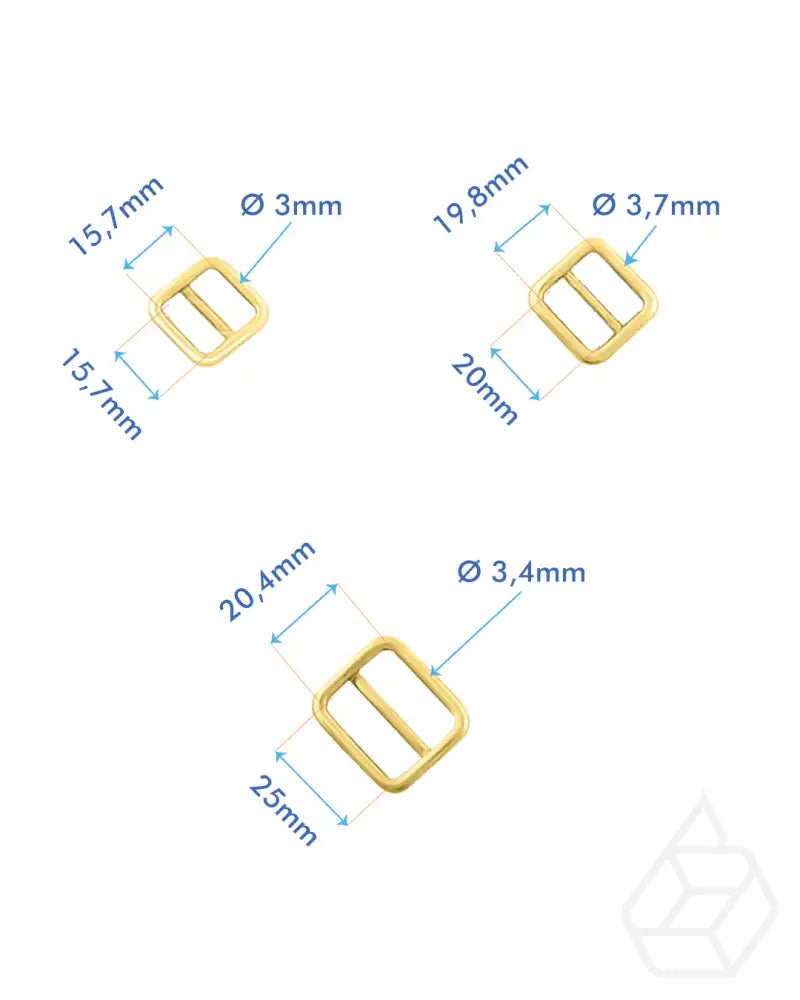 Square Double Loop Slider | Gold And Silver 3 Inner Sizes Fournituren