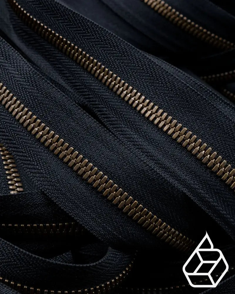 Ykk Excella® | Zipper On Roll Antique Brass Size 5 Black 580 Ritsen