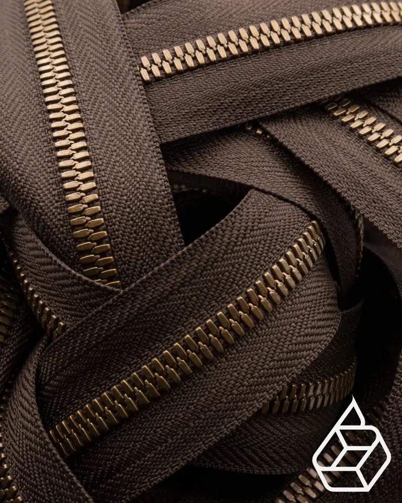 Ykk Excella® | Zipper On Roll Antique Brass Size 5 Dark Brown 088 Ritsen