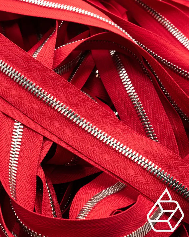 Ykk Excella® | Zipper On Roll Silver Size 5 Bright Red 519 Ritsen