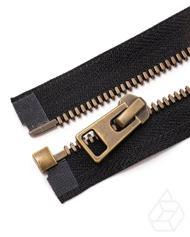 Ykk Excella® | Complete Separating Zipper With Single Slider Antique Brass Size 5 Black 580 Ritsen