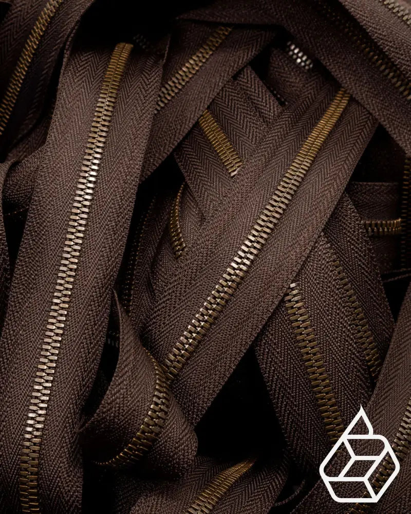 Ykk Excella® | Zipper On Roll Antique Brass Size 3 Dark Brown 088 Ritsen