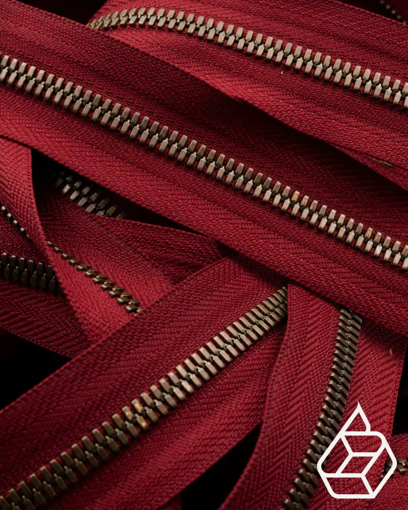 Ykk Excella® | Zipper On Roll Antique Brass Size 5 Dark Red 520 Ritsen