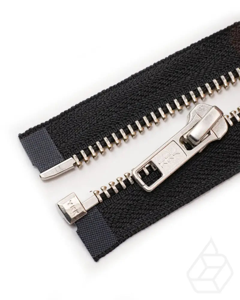Ykk Metal | Complete Separating Zipper With Single Slider Silver Size 5 Black 580 Ritsen