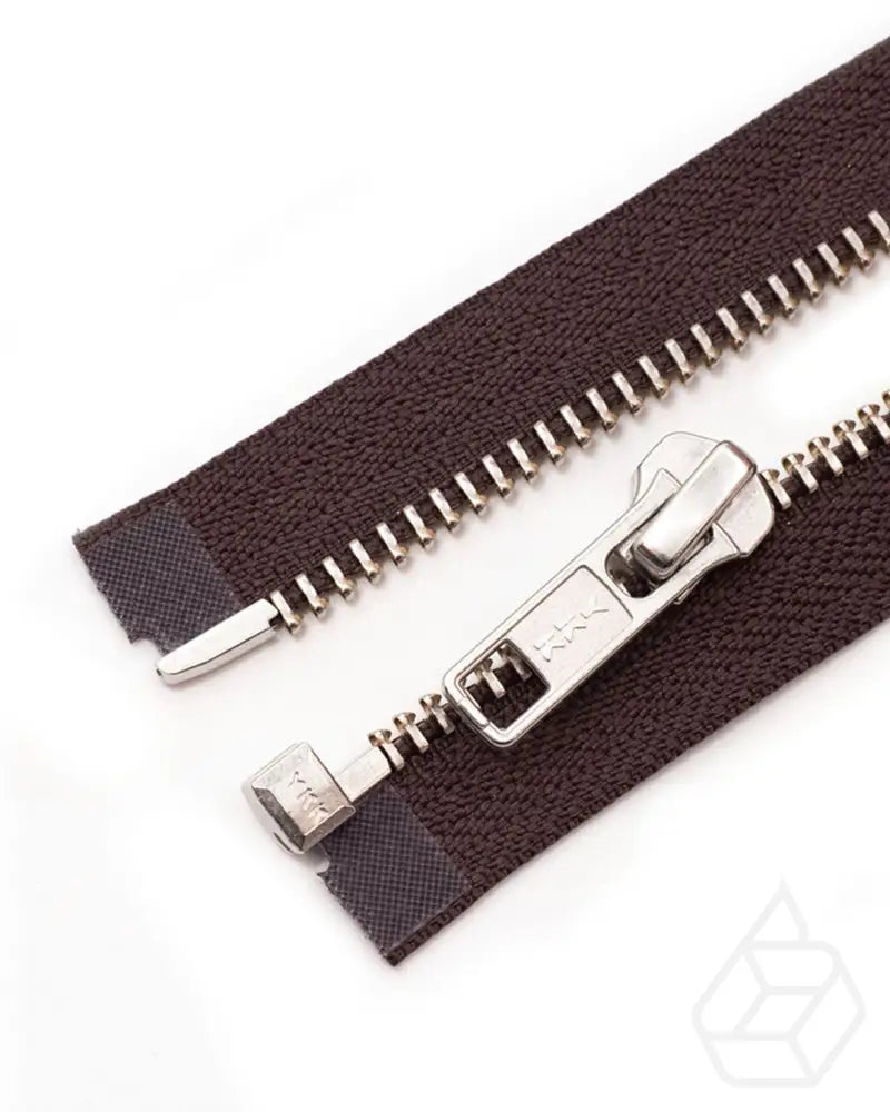 Ykk Metal | Complete Separating Zipper With Single Slider Silver Size 5 Brown 570 Ritsen