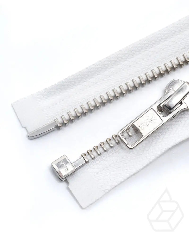 Ykk Metal | Complete Separating Zipper With Single Slider Silver Size 5 White 501 Ritsen